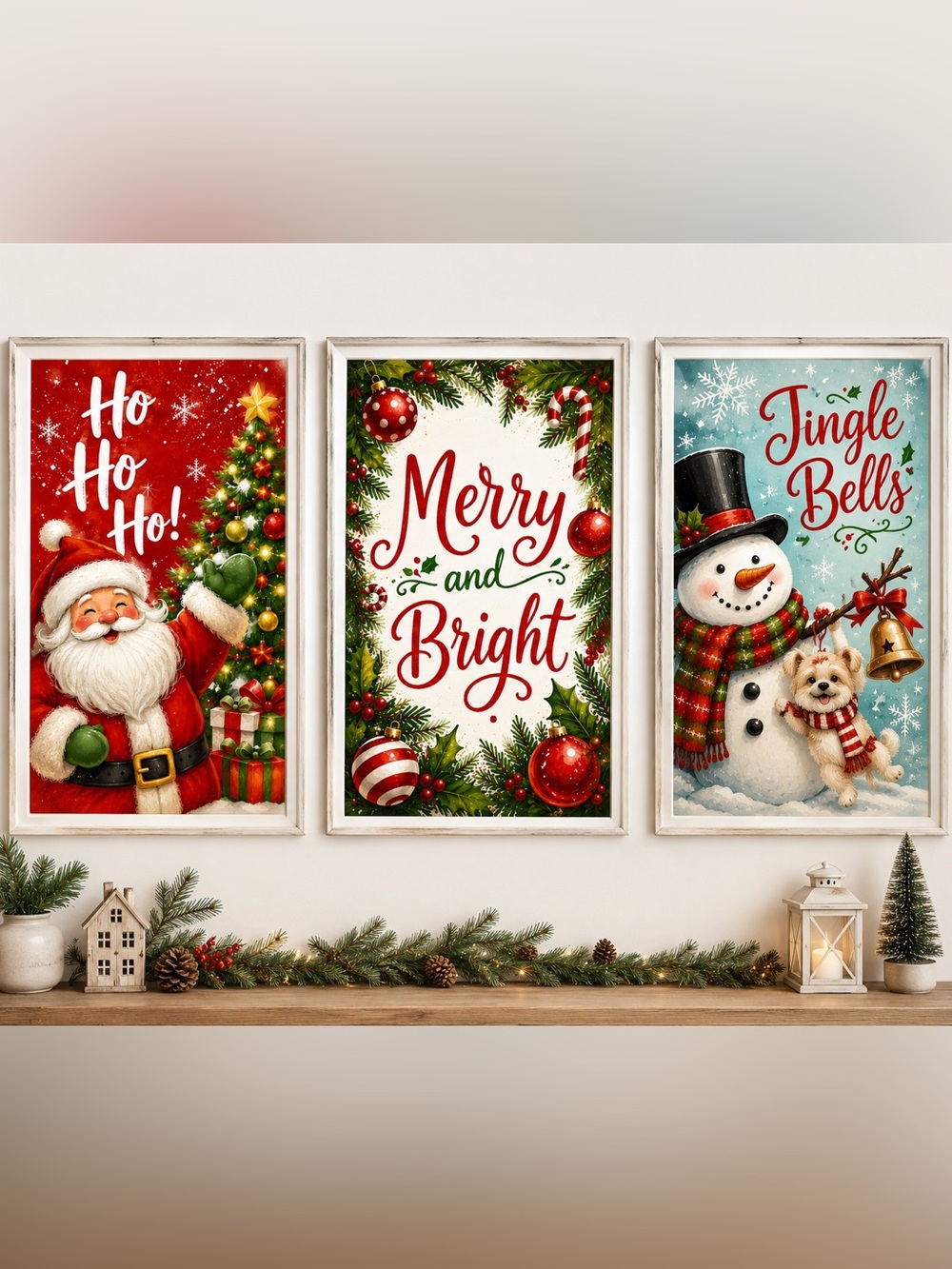 Holiday Christmas Art Prints - 3 | 8.5 x 11 | Unframed Seasonal Wall Décor